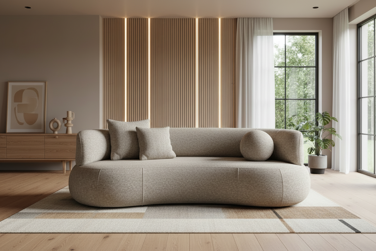 Soul Two Arm Sofa in Greige Bouclé