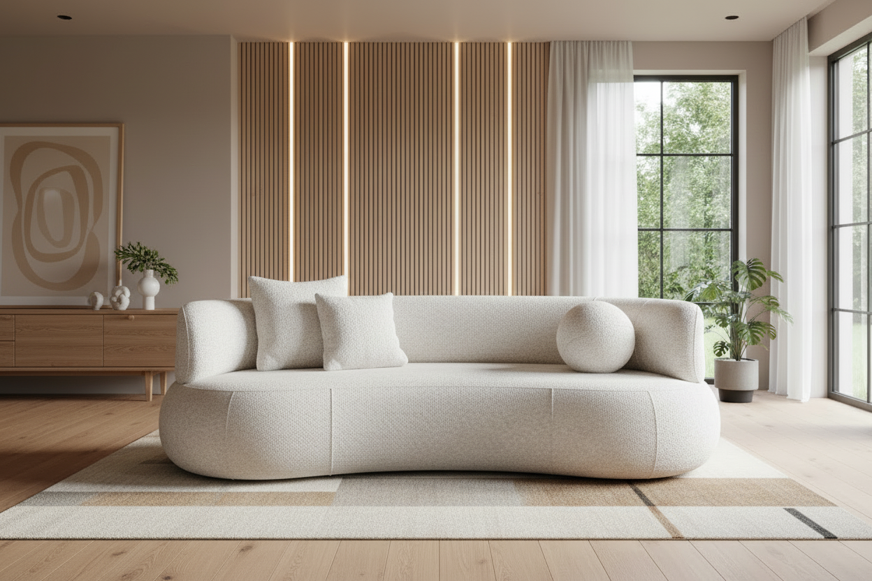 Soul Two Arm Sofa in White Bouclé