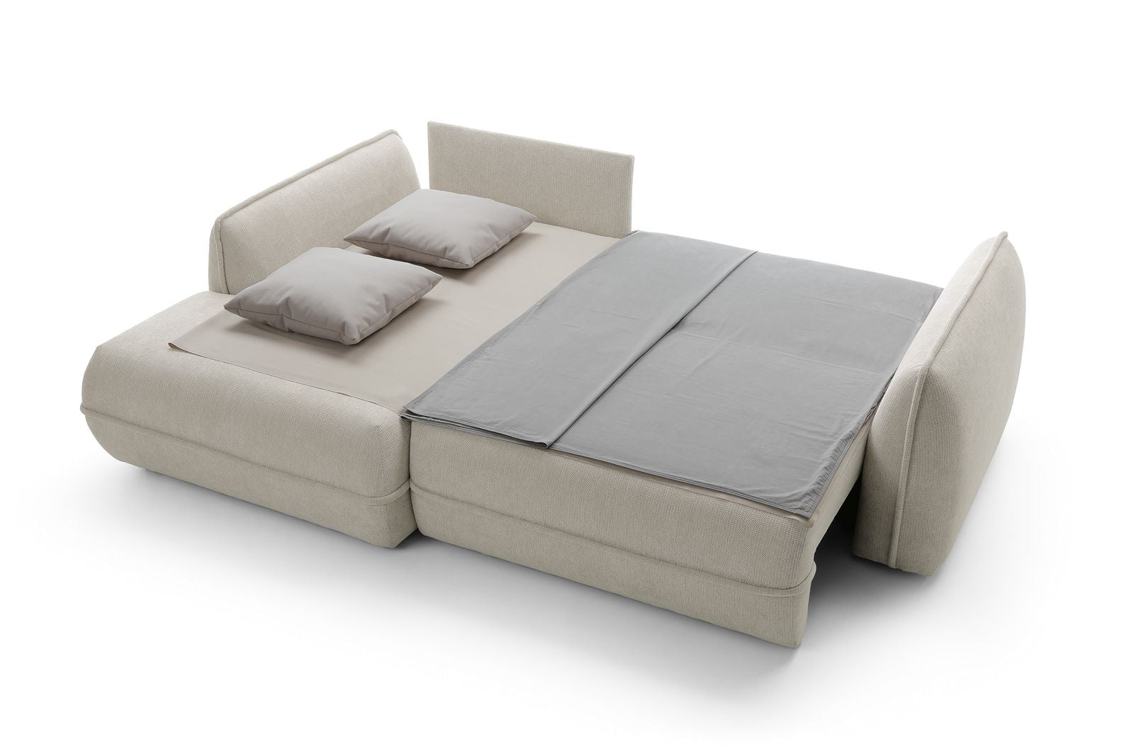 Designer Ecksofa Moho mit Schlaf- und Klappfunktion in Stoff