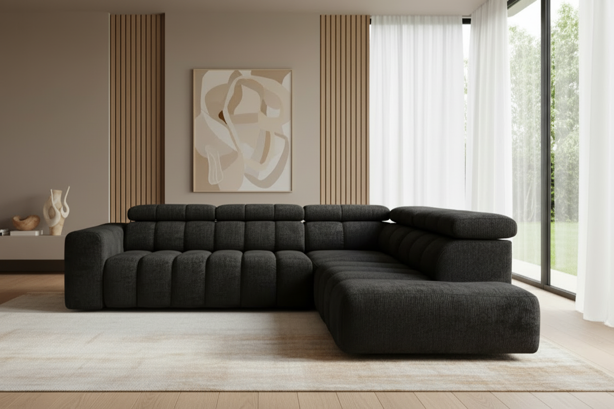 Zürich Ecksofa in tiefem Schwarz